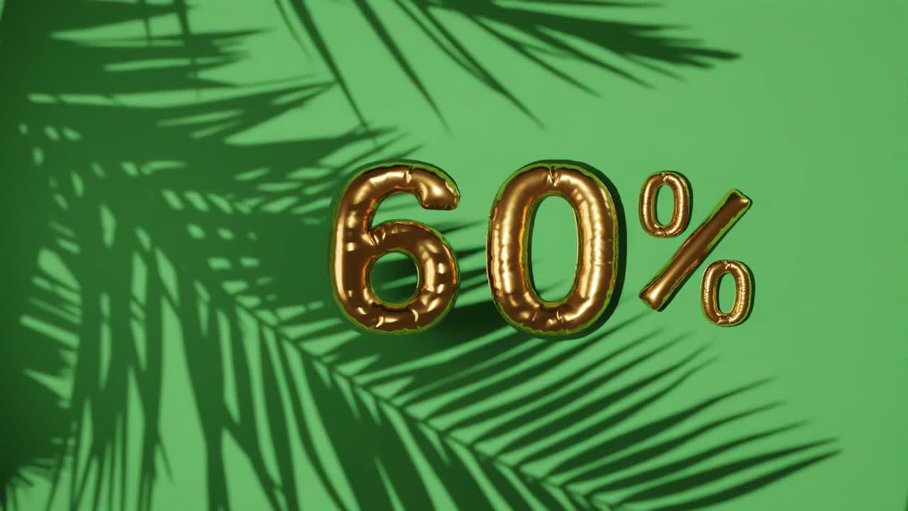 60% de descuento venta en fondo verde con árbol de palma brisa suave, vacaciones concepto de venta de verano ofertas de precios especiales tienda en línea