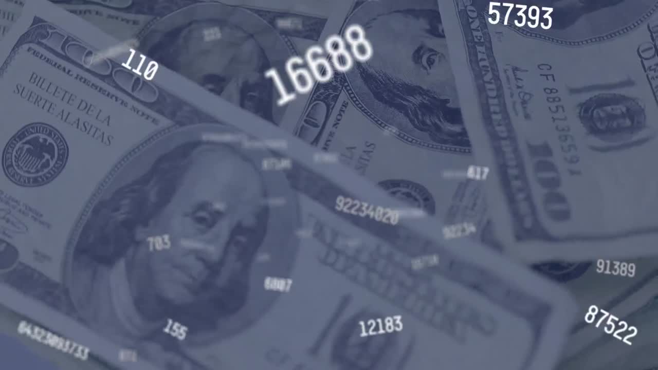 animación de números decrecientes sobre dólares