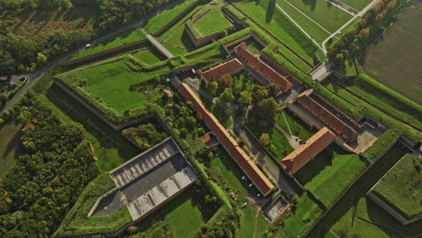 aerial view of a historic fortress