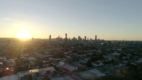 Aerial-footage-of-Brisbane-from-the-suburb-at-sunset