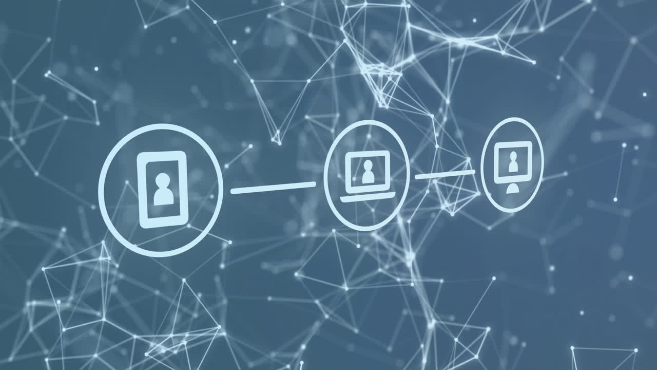 Network connections and data sharing animation over abstract digital background