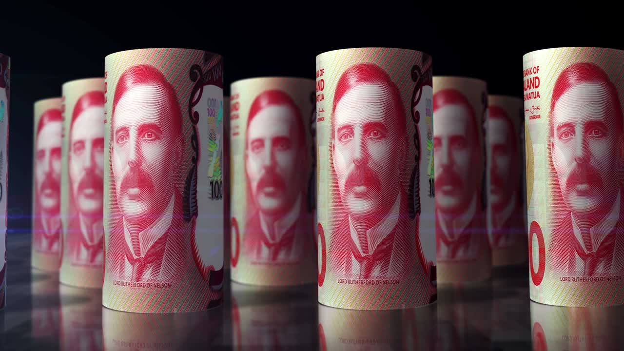 dólares de nueva zelanda billetes de dinero rodillos bucle sin costuras