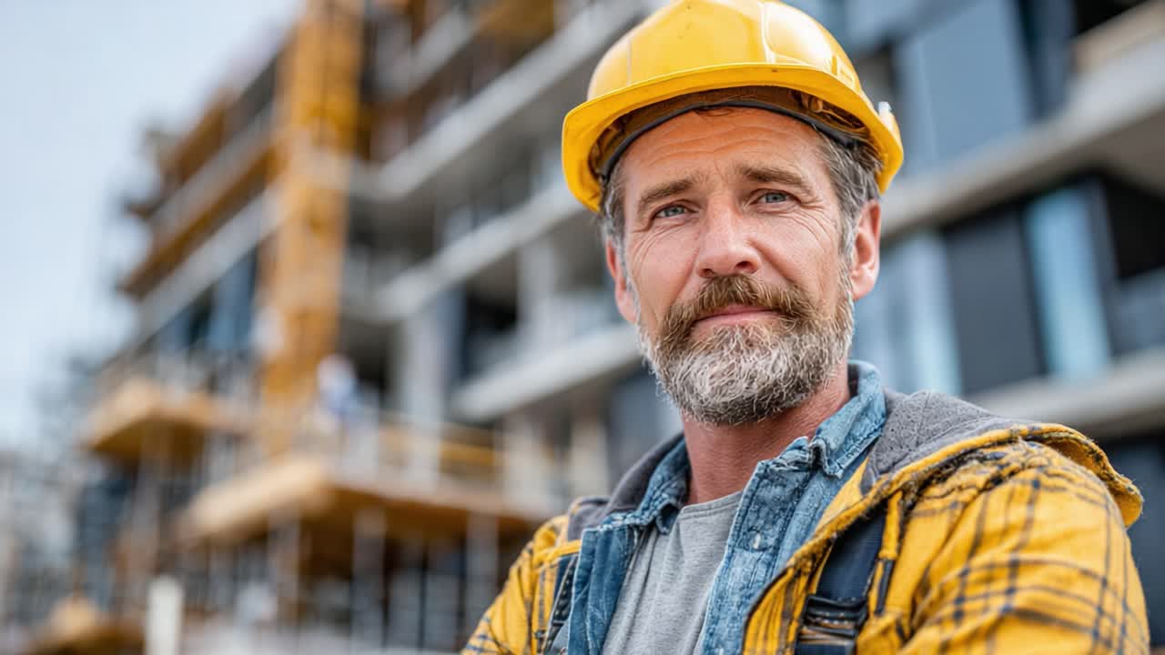 A Construction Worker in a Hard Hat Reflects on His Day at the Building Site, Showcasing the Challenges and Triumphs of the Construction Industry