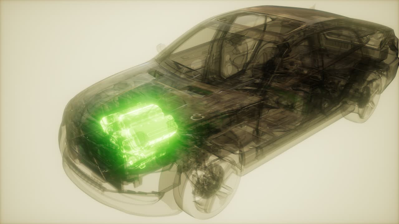 자동차 엔진이 자동차에서 보입니다.