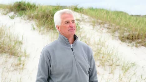 retired man standing on the beach