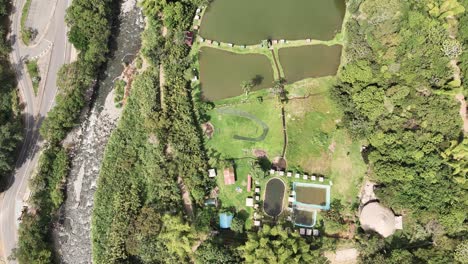 Eco-park-on-the-Pance-River,-ecotourism-in-Cali,-aerial-views