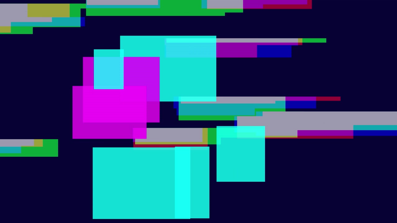 Digitaler Glitch-Effekt mit bewegten geometrischen Formen