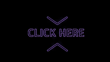 animation of click here text and thumbs up icon on black background