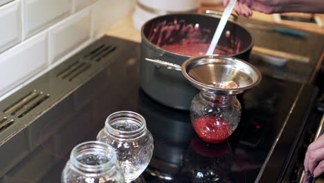 Homemade-jam-being-put-into-pots