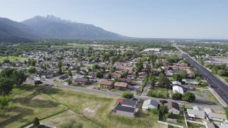 suburban real estate houses in ogden city, weber county, utah - aerial drone view