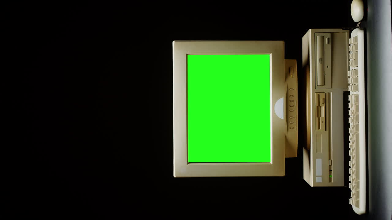 Vintage Computer with Green Screen