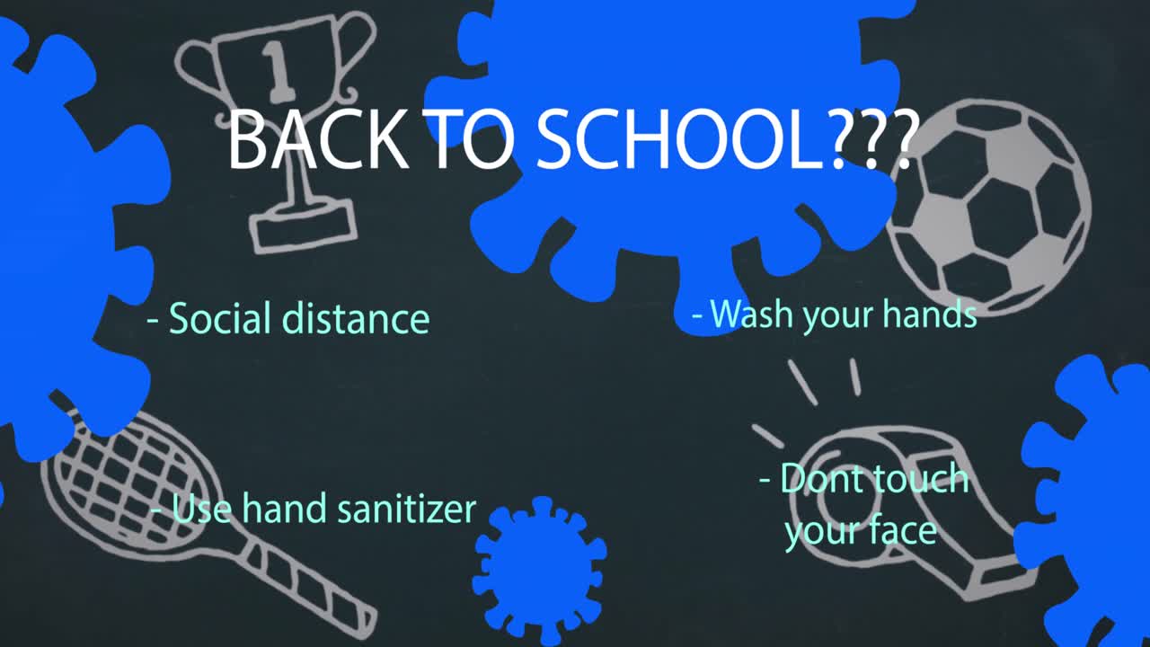 파란색 배경의 스포츠 개념 아이콘에 대한 학교 텍스트로 돌아갑니다.