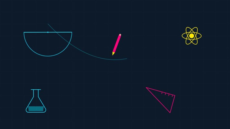 Matita animata che disegna una linea curva su sfondo scuro
