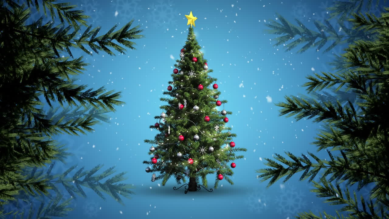 크리스마스 트리와 나 ⁇ 가지와 눈