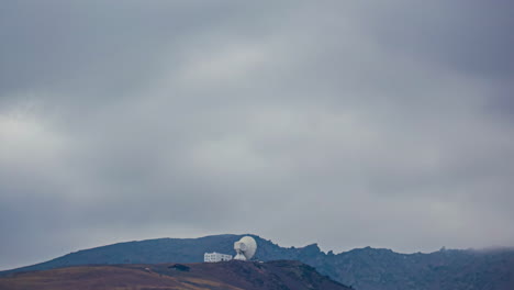 Timelapse-of-clouds-bursting-over-hills,-stormy-day-in-Malaga,-Spain