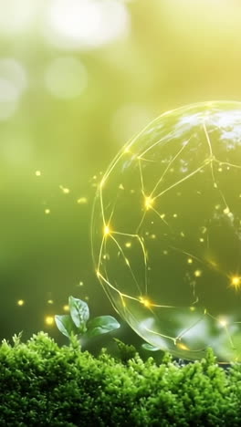 green tech and nature unite. a globe of earth amidst lush greenery symbolizes the harmony of technology and nature.