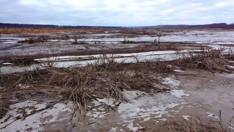 natural resources in danger. dirty background of polluted river in drought place. environmental problems. groundwater disaster.