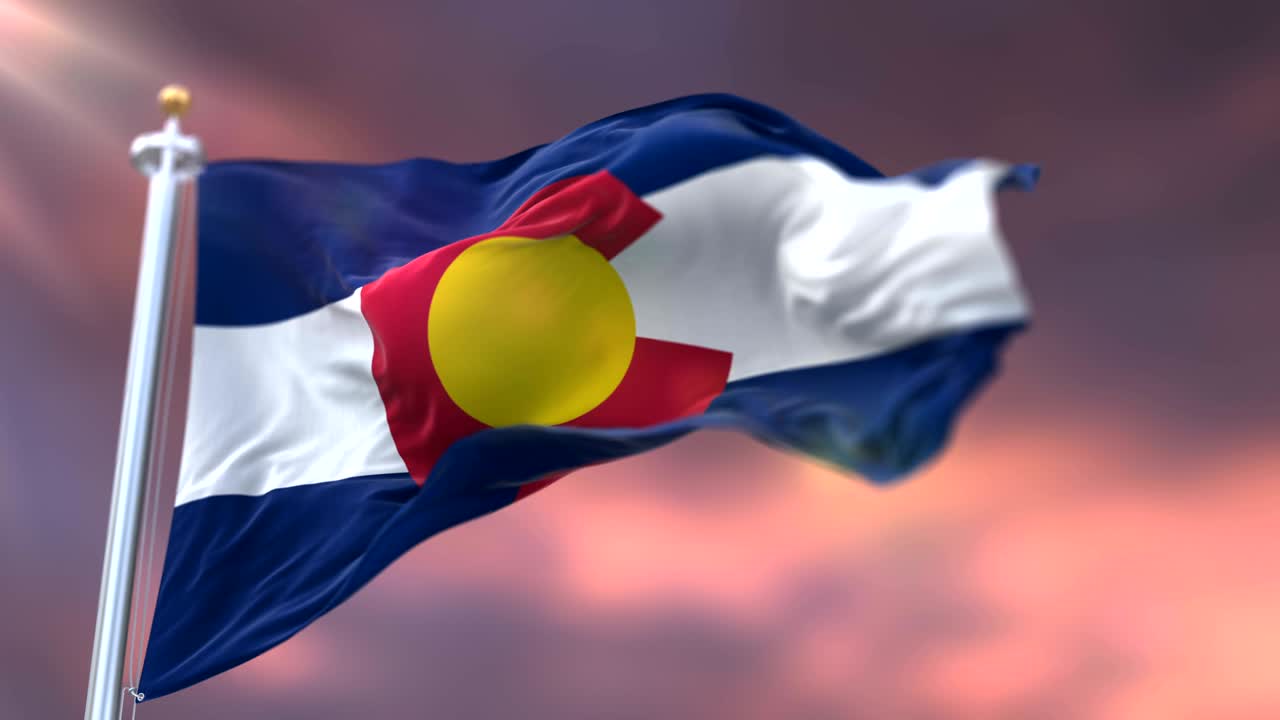 미국 콜로라도 주 국기, 해가 지면 흔들리는 - 루프