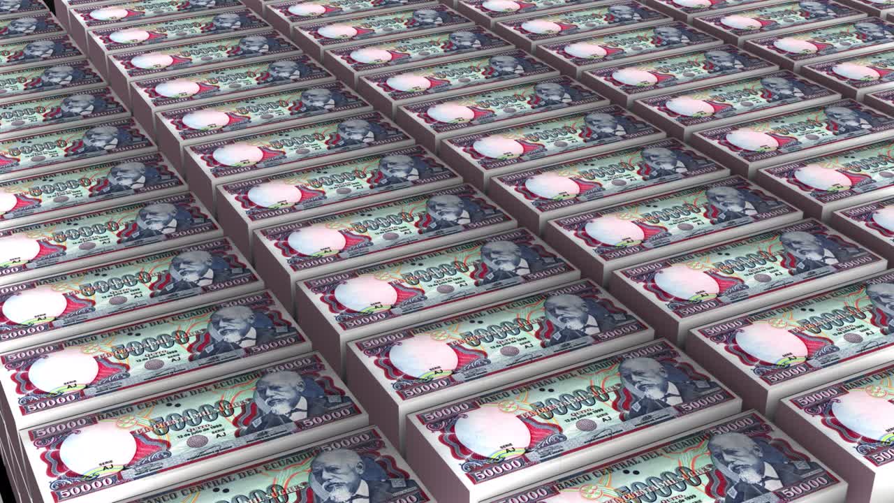 에도르의 3d 애니메이션: 백색 바탕에 쳐진 50000 수크레 지폐