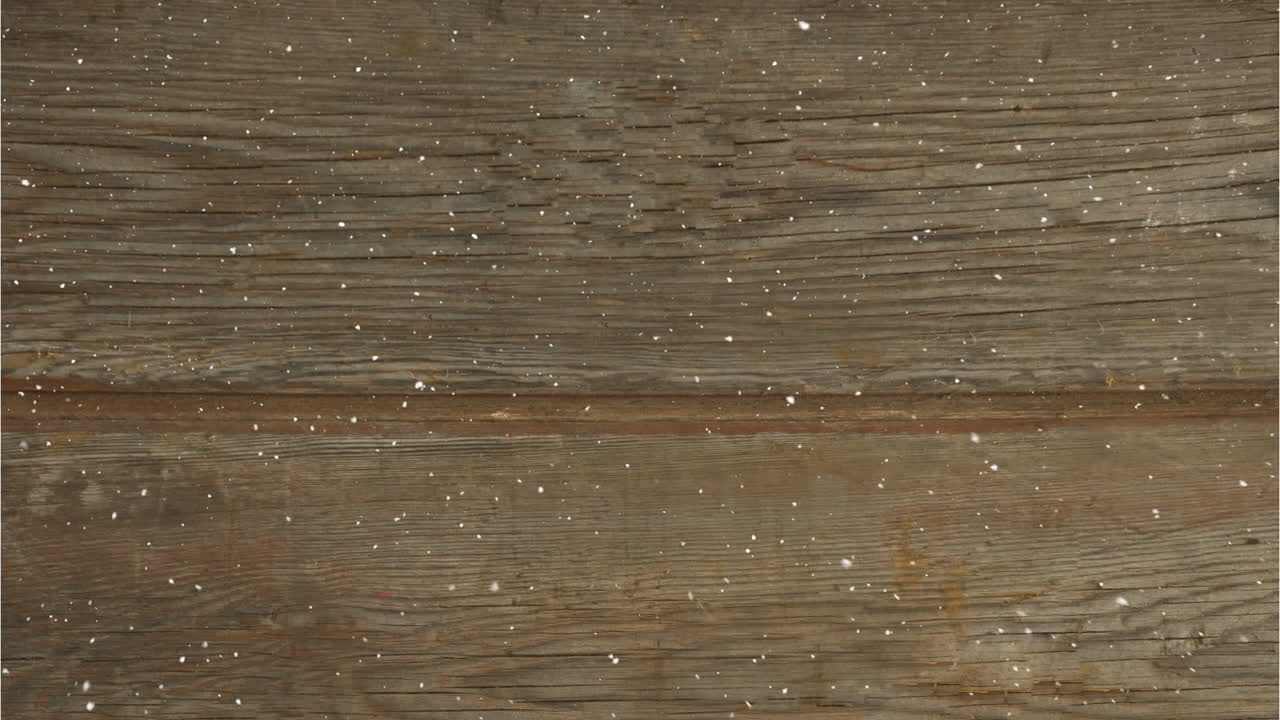 텍스처 된 나무 표면에 떨어지는 눈의 디지털 구성