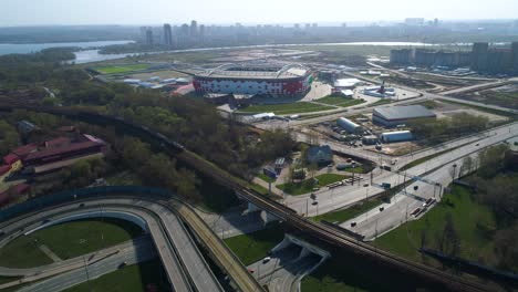 Vista-Aérea-De-Una-Intersección-De-Autopista