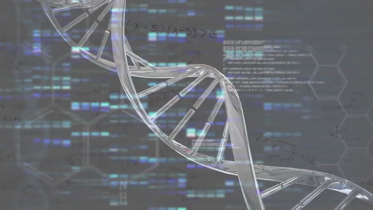 Animation of dna strand spinning and medical data processing