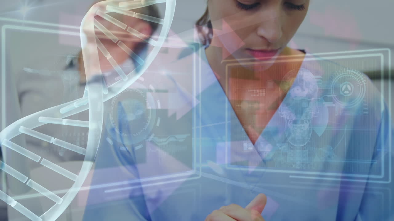 animação do processamento de dados médicos sobre dentista feminina