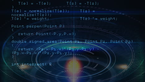 animación del procesamiento de datos sobre fondo azul