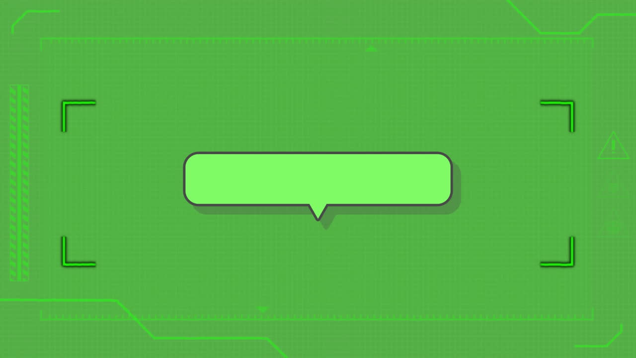 Speech bubble and scope on green