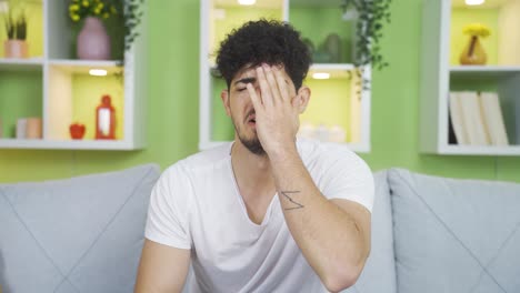 man sweating due to illness.