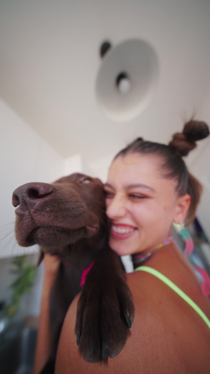Woman and her Chocolate Labrador Retriever