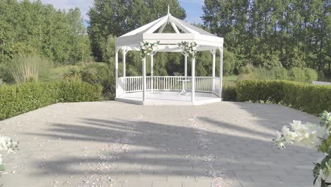 outdoor shot of a garden wedding venue at a vineyard