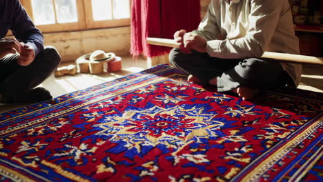 carpet weavers at work