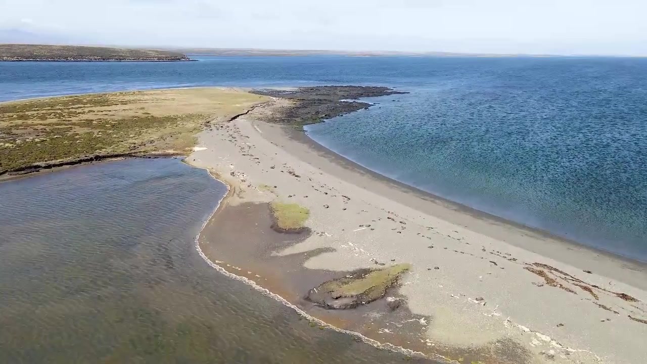 Turkost havsvatten sköljer långsamt över en sandstrand på en öde ö, vilket skapar ett fridfullt och orört paradis.