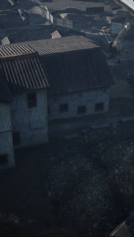 a view of a rusty, industrial construction site