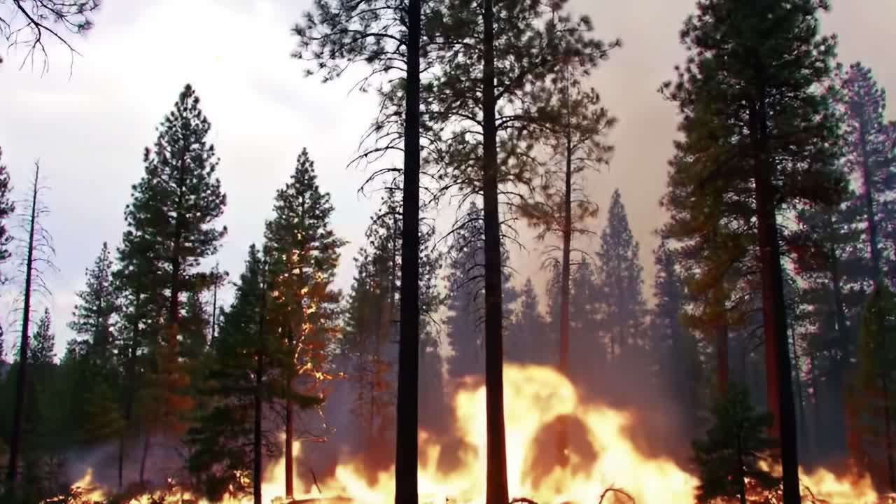 A Dramatic Contrast: The Devastating Impact of Wildfires on Forest Landscapes Captured in Two Stages of Destruction and Renewal