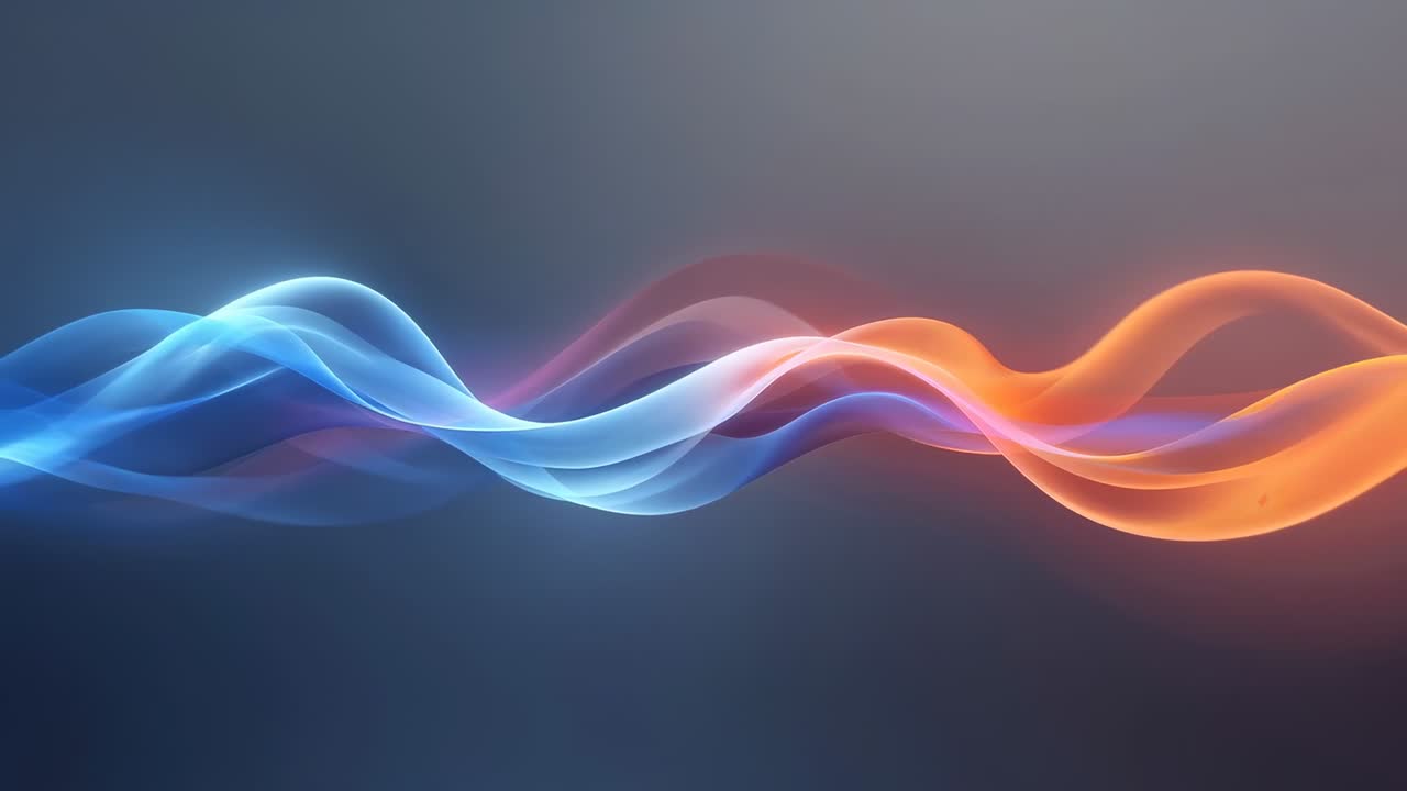 Oscillating blue and orange ribbons sliding on gradient as frames advance, creating purple overlap