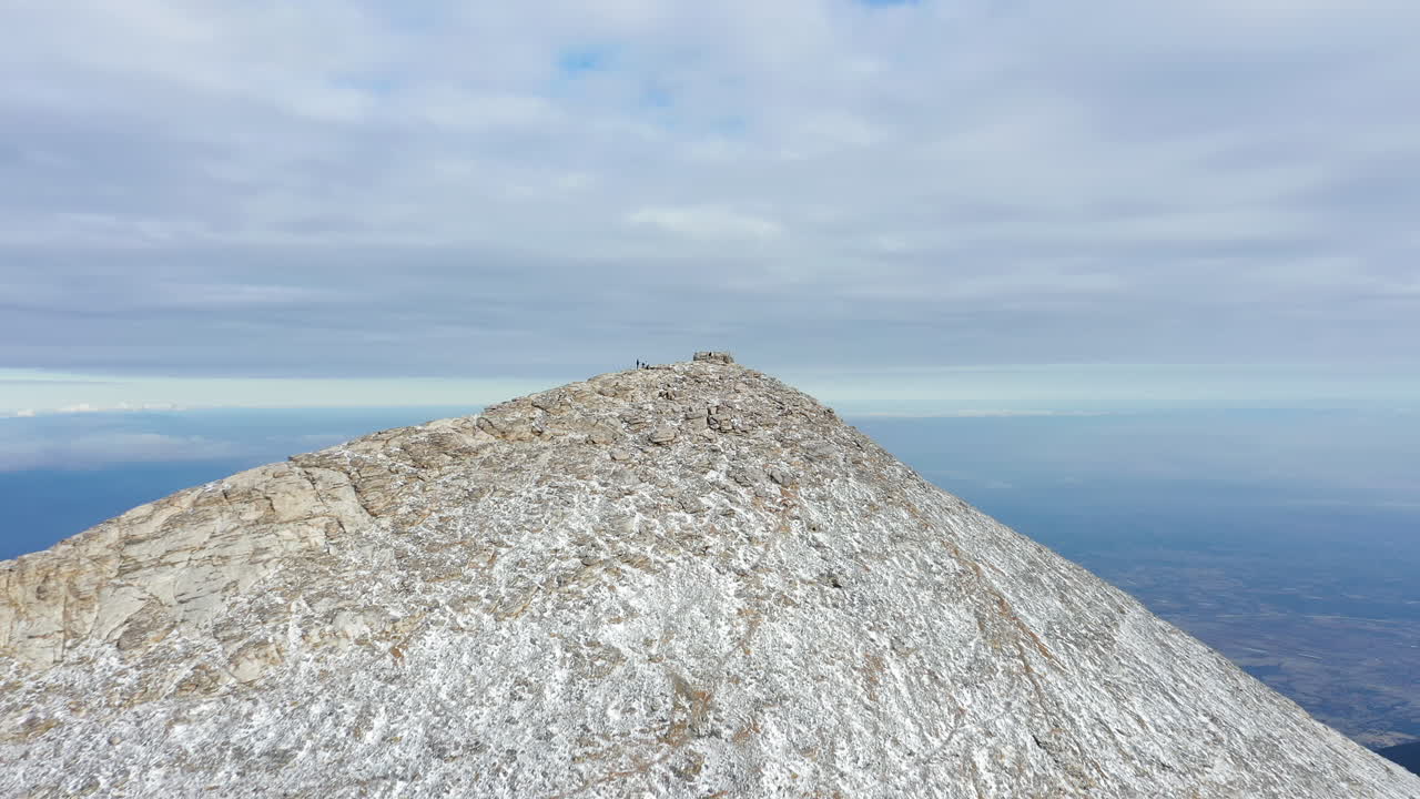 Aerial view of Chapel of Prophet Elias at Top of Mount Olympus, Greece, Landmark for Adventure Tourism