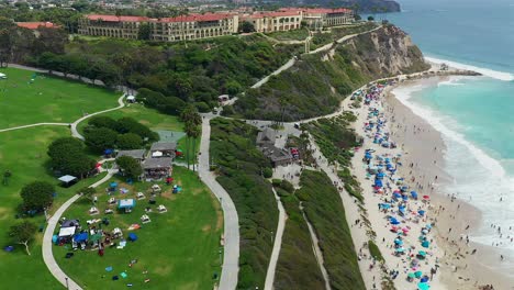 aerial view of salt creek beach and the ritz carlton, over looking the pacific ocean, dana point california