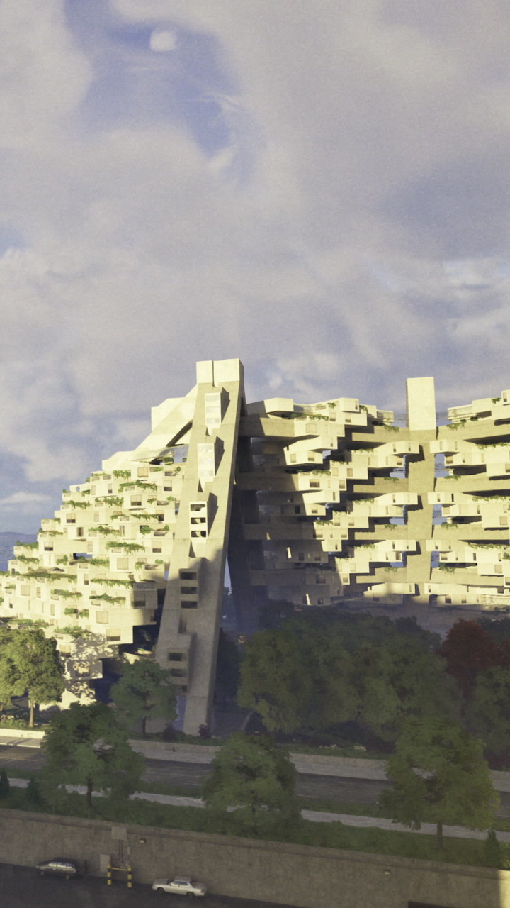 Modern building with unique design in urban setting during daytime