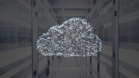 animazione dell'icona della nuvola su server di computer