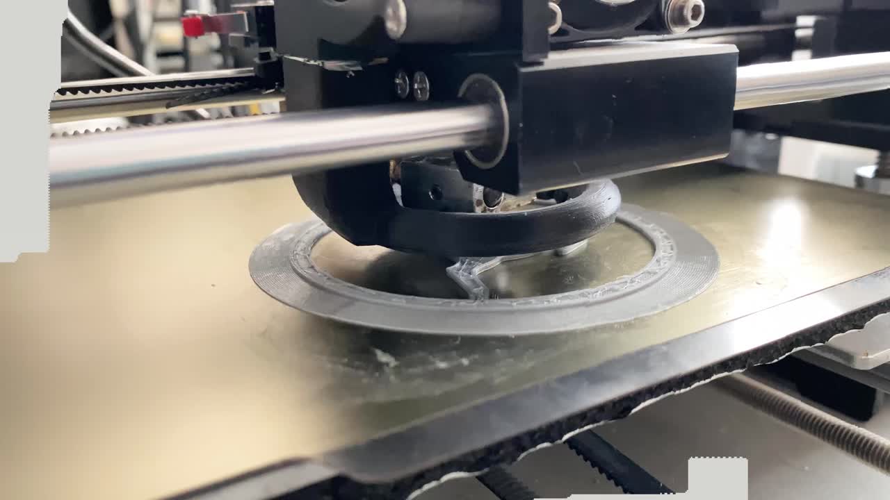 Three-dimensional printer making 3D plastic model of a Christmas deer toy. 3D printing technology. Scene B.