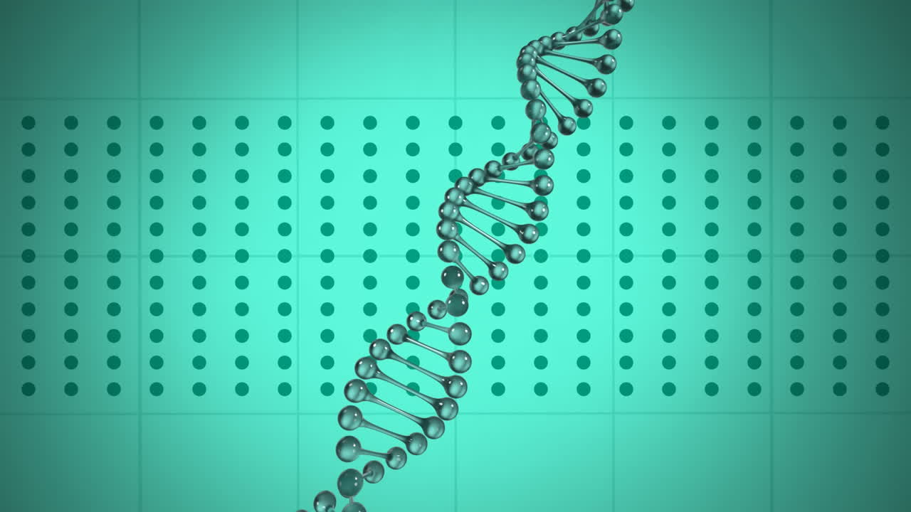 estructura de adn 3d girando contra un fondo verde