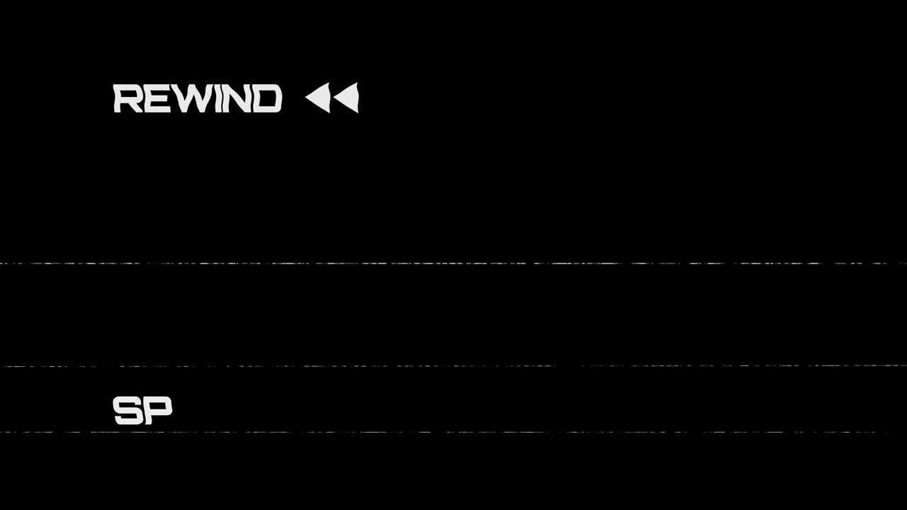 Layar Rewind VHS Retro dengan Efek Statis dan Glitch