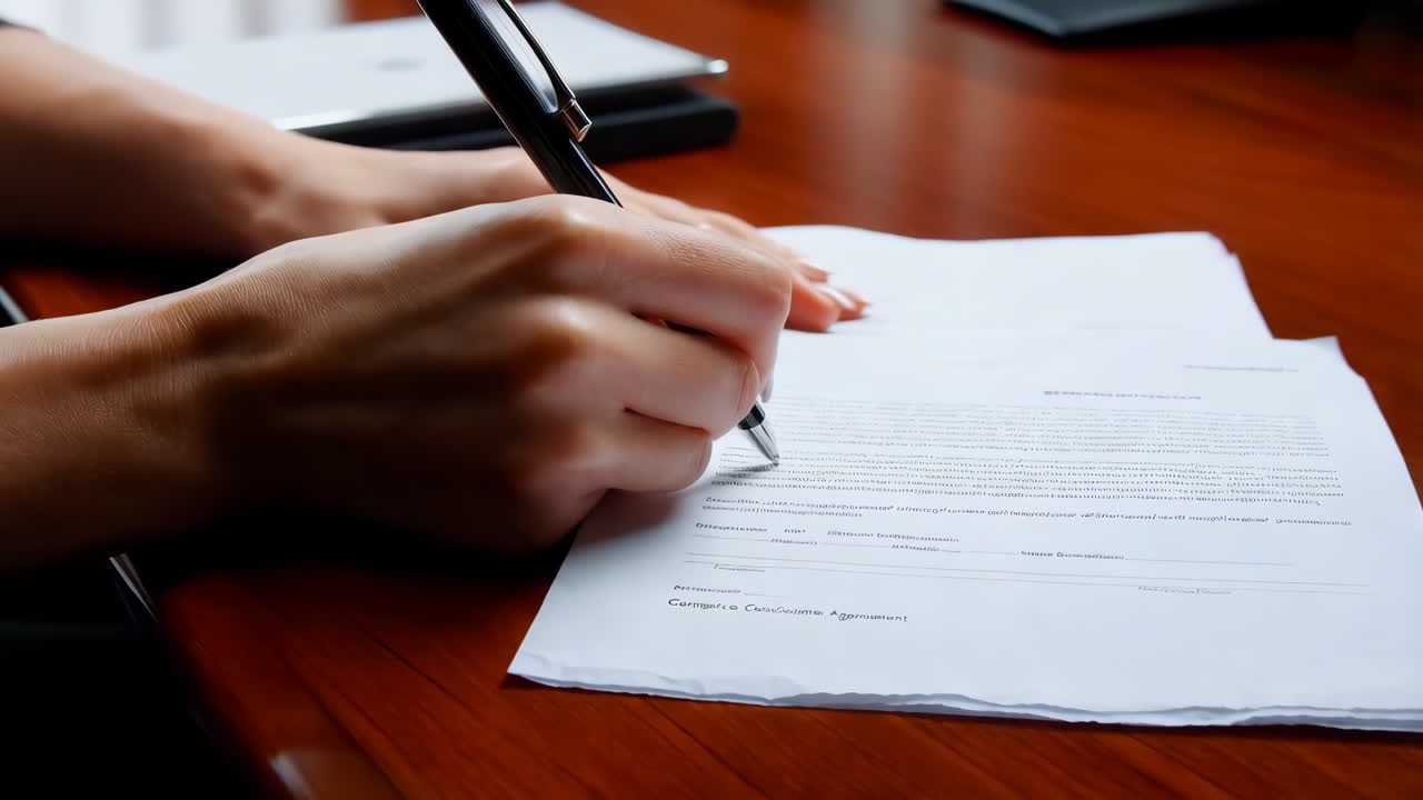 Woman Signing a Contract