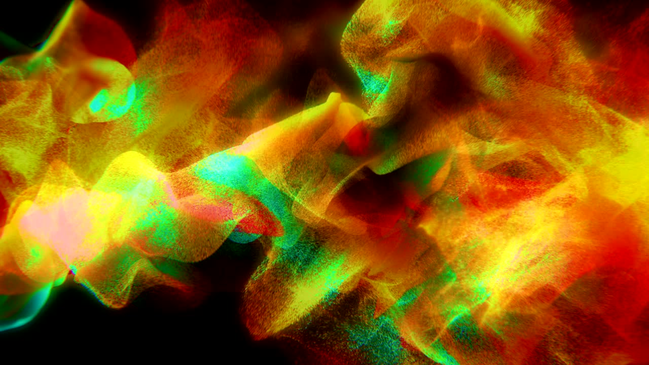 fluctuaciones del aire con polvo colorido, partículas 3d, bucles