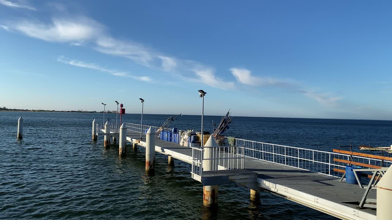 Empty Fishing Pier In Baltic Sea In Mechelinki, Poland