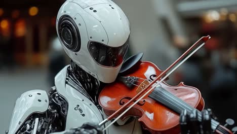 robot playing violin
