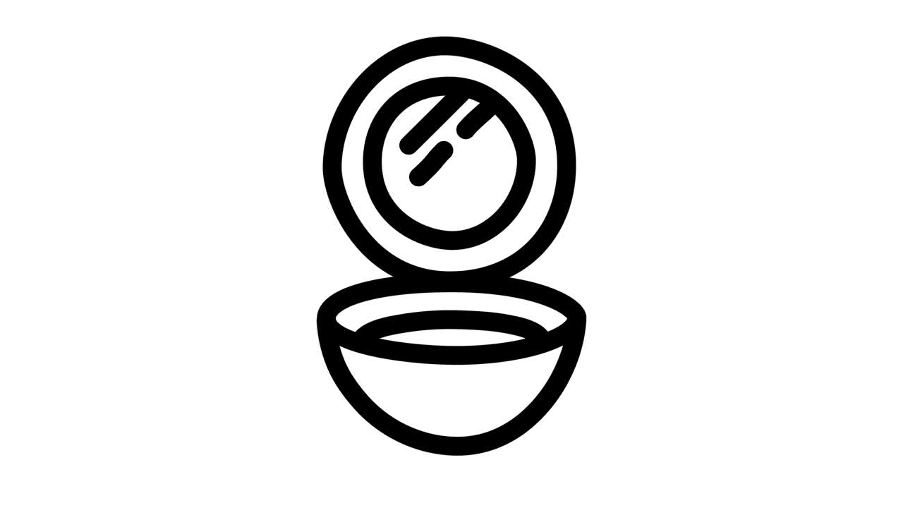 메이크업 파우더 아이콘 애니메이션, 모션 그래픽, 4k 비디오, 모션 일러스트레이션, 표지판, 아웃라인, 도들 스타일, 알파 채널