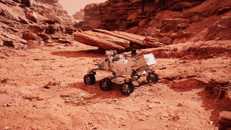 el rover de marte perseverance explorando el planeta rojo. elementos proporcionados por la nasa.